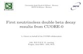 First neutrinoless double beta decay results from CUORE-0 L. Gironi on behalf of the CUORE collaboration Università degli Studi di Milano - Bicocca INFN.