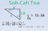 38° z SohCah Toa 10’  y. β SohCah Toa 15cm  x 24cm.