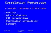 11.07.2006R. Lednick½ Subatech Nantes1 Correlation Femtoscopy R. Lednick½, JINR Dubna & IP ASCR Prague History QS correlations FSI correlations Correlation