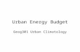 Urban Energy Budget Geog301 Urban Climatology. Radiation Balance Net radiation, Rn = (Q+q) (1- ±) + RL â†“ -RL â†‘, where Q and q are direct and diffuse solar