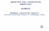 BIOMASS SELECTION TOOLKIT Building Sustainable Biomass to BioHydrogen Chains ΠΑΡΑΓΩΓΗ ΚΑΙ ΔΙΑΧΕΙΡΙΣΗ ΕΝΕΡΓΕΙΑΣ ΒΙΟΜΑΖΑ.