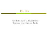 Fundamentals of Hypothesis Testing: One-Sample Tests İŞL 276.