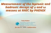 Yuriy Riabov QM2006 Shanghai Nov.19, 2006 1 Measurement of the leptonic and hadronic decays of  and ω mesons at RHIC by PHENIX Yuriy Riabov for the Collaboration.