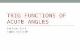 TRIG FUNCTIONS OF ACUTE ANGLES Section 12-2 Pages 555-560