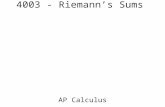 4003 - Riemann’s Sums AP Calculus. A). Accumulation Rate * Time = Distance T R ab Area under the curve represents the Accumulated Distance Big Umbrella: