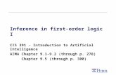 Inference in first-order logic I CIS 391 – Introduction to Artificial Intelligence AIMA Chapter 9.1-9.2 (through p. 278) Chapter 9.5 (through p. 300)