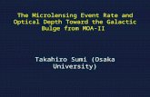 The Microlensing Event Rate and Optical Depth Toward the Galactic Bulge from MOA-II Takahiro Sumi (Osaka University)