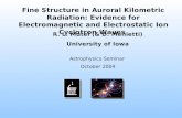 Astrophysics Seminar October 2004 R. L. Mutel (& D. Menietti) University of Iowa Fine Structure in Auroral Kilometric Radiation: Evidence for Electromagnetic.