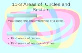 11-3 Areas of Circles and Sectors You found the circumference of a circle. Find areas of circles. Find areas of sectors of circles