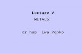 Lecture V METALS dr hab. Ewa Popko. Measured resistivities range over more than 30 orders of magnitude Material Resistivity (Ωm) (295K) Resistivity (Ωm)