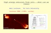 High energy emission from jets – what can we learn? Amir Levinson, Tel Aviv University Levinson 2006 (IJMPA, review)