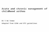 Acute and chronic management of childhood asthma Dr S Wa Somwe Adapted from GINA and BTS guidelines.