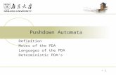 Definition Moves of the PDA Languages of the PDA Deterministic PDA’s Pushdown Automata 11.