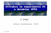 1.12.2005 Alice Valkárová, ÚČJF Difrakce na experimentu H1 a detektor VFPS 1.část.