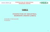 1 FEDERATION OF INDUSTRIAL WORKERS UNIONS  ΟΒΕΣ FEDERATION OF INDUSTRIAL WORKERS UNIONS (OBES) Aristeidis Chatzisavidis President.