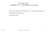 11/11/2015Physics 201, UW-Madison1 Physics 201: Chapter 14 – Oscillations (cont’d)  General Physical Pendulum & Other Applications  Damped Oscillations.