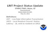 LRIT Project Status Update STIWG/TWG, Boise, ID Mark Bushnell NOAA/NOS/CO-OPS May 02, 2012 Definitions LRIT – Low Rate Information Transmission LRGS –