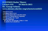 ECEN5633 Radar Theory Lecture #19 24 March 2015 Dr. George Scheets  n Read 13.3, 9; 9.1 n Problems Web 4, 5, &