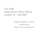 EE 5340 Semiconductor Device Theory Lecture 15 - Fall 2009 Professor Ronald L. Carter ronc@uta.edu .
