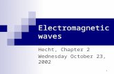 1 Electromagnetic waves Hecht, Chapter 2 Wednesday October 23, 2002.