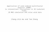 Application of rank-ordered multifractal analysis (ROMA) to intermittent fluctuations in 3D turbulent flows, 2D MHD simulation and solar wind data Cheng-chin.
