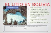 EL LITIO EN BOLIVIA INTRODUCCION LOCALIZACION DE LOS PRINCIPALES RECURSOS EVAPORITICOS EN BOLIVIA PROYECTO PILOTO: UYUNI PROYECTO PILOTO : COIPASA PRINCIPALES.