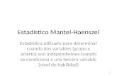 Estadístico Mantel-Haenszel Estadístico utilizado para determinar cuando dos variables (grupo y acierto) son independientes cuando se condiciona a una.