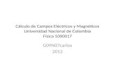 Clculo de Campos El©ctricos y Magn©ticos Universidad Nacional de Colombia F­sica 1000017 G09N07carlos 2012