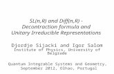 SL(n,R) and Diff(n,R) -  Decontraction formula and  Unitary Irreducible Representations