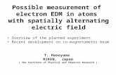 Possible measurement of  electron EDM in atoms  with spatially alternating electric field