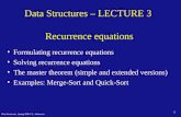 Data Structures – LECTURE 3  Recurrence equations