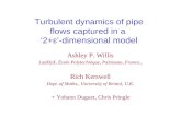 Turbulent dynamics of pipe flows captured in a  ‘2 +ɛ’-dimensional  model