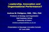 Leadership, Innovation and  Organisational Performance?