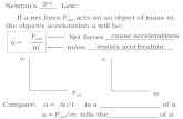 Newtonâ€™s _____  Law:      If a net force F net  acts on an object of mass  m ,