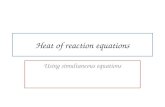 Heat of reaction equations