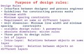 Purpose of design rules: Design Rules • Interface between designer and process engineer