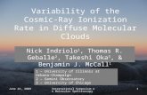 Variability of the Cosmic-Ray Ionization Rate in Diffuse Molecular Clouds