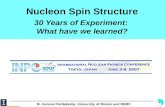 Nucleon Spin Structure 30 Years of Experiment:  What have we learned?