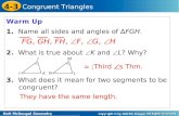 Warm Up 1. Name all sides and angles of ∆ FGH . 2.   What is true about   K  and   L ? Why?