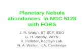 Planetary Nebula abundances  in NGC 5128 with FORS