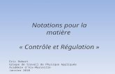 Notations pour la matière  « Contrôle et Régulation »