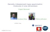 Density imbalanced mass asymmetric  mixtures in one dimension
