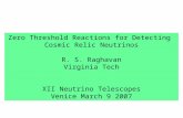 Zero Threshold Reactions for Detecting  Cosmic Relic Neutrinos R. S. Raghavan Virginia Tech