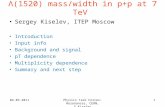 ›(1520)  mass/width in p+p at 7 TeV