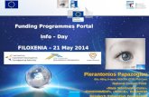 Funding Programmes Portal Info – Day FILOXENIA –  21 May  2014