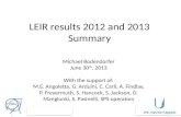 LEIR results 2012 and 2013 Summary