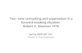 Two- tone unmasking and suppression in a forward-masking situation  Robert V. Shannon 1976