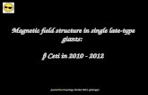 Magnetic field structure in single late-type giants:  β  Ceti in 2010 - 2012