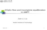 Elliptic flow and incomplete equilibration  in AMPT