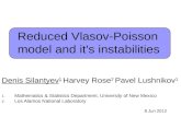 Reduced Vlasov-Poisson model and it's instabilities